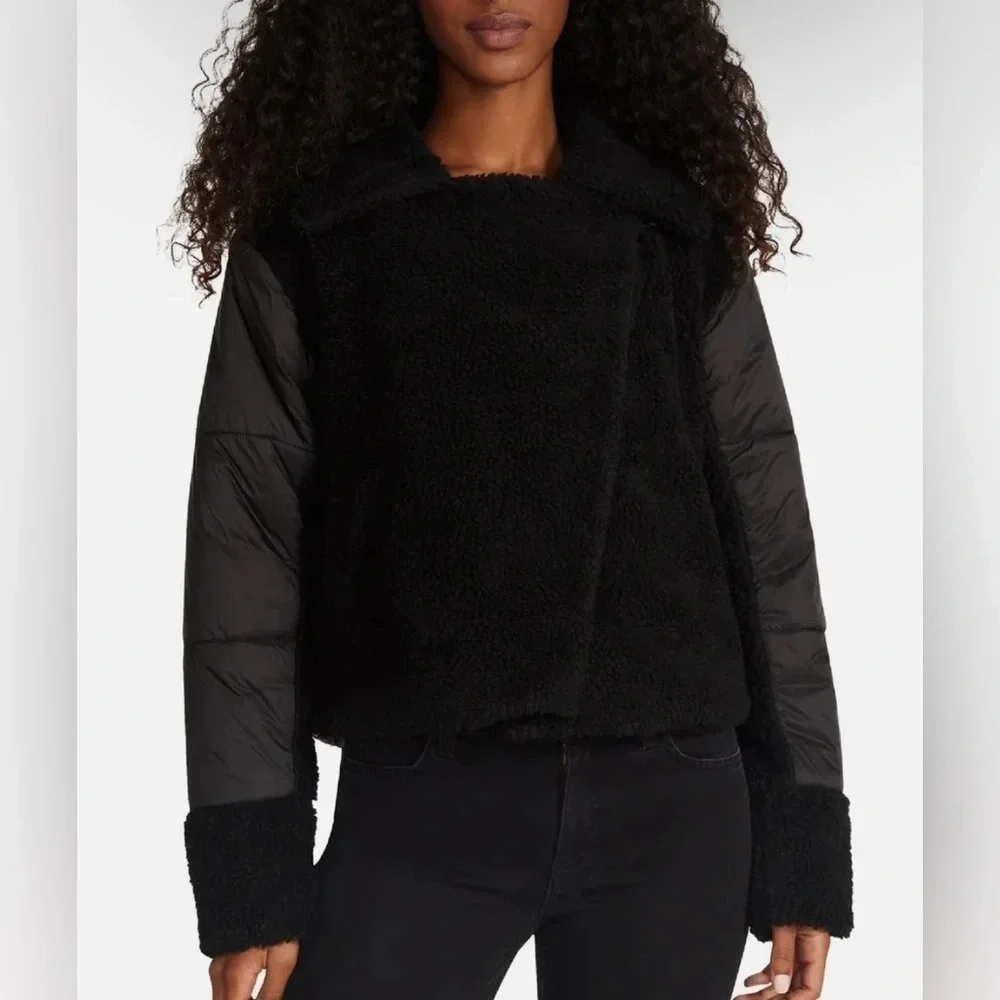 Steve Madden Faux Fur Black Puffer Jacket - Picture 2 of 7